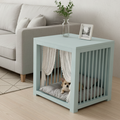 Modern Matte Blue Dog Crate Side Table